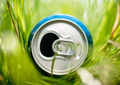 aluminum can in grass