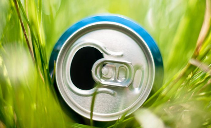 aluminum can in grass